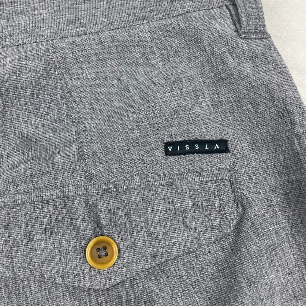 Vissla Mens Gray Upcycled Poly Cotton Stretch Hybrid Walk Shorts Size 30